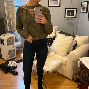 Francesca’s Knitted Lace-Up Sweater